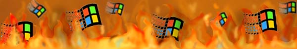 little Win95 logos burning in the pit of flame